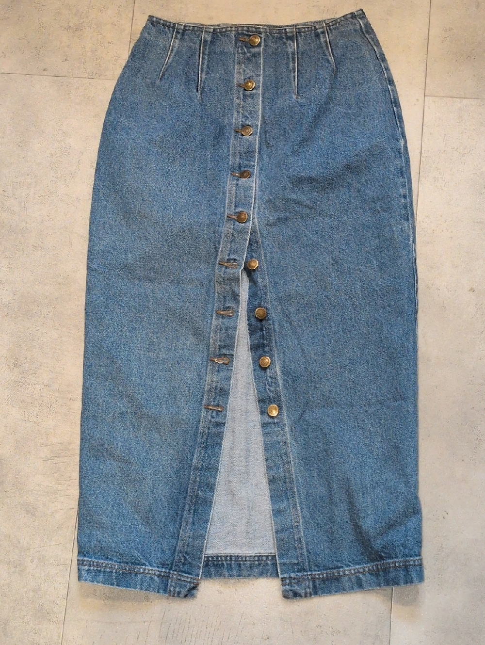 Karen Kane Light Blue Denim Skirt with Metal Buttons